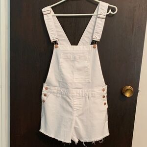 Ci Sono White Overalls with Copper-Tone Hardware